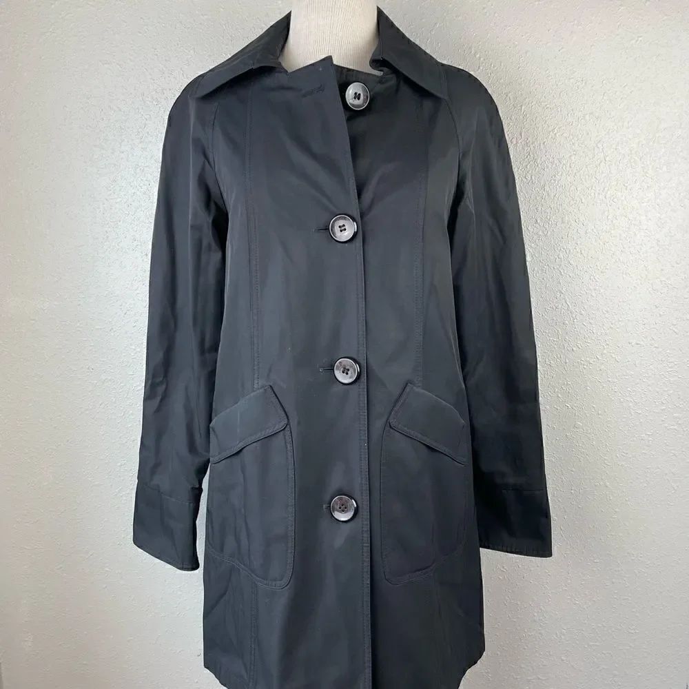 Gallery Petite Button Down Black Coat EUC